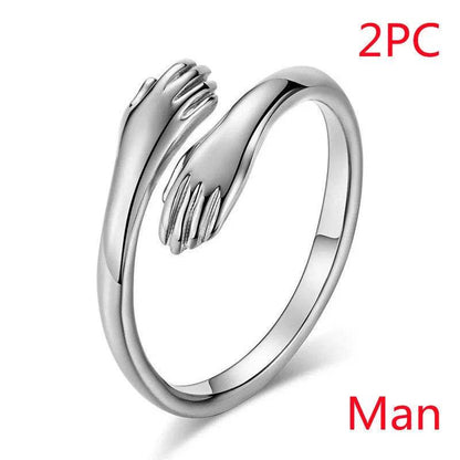 Alloy Simple Hands Hug Ring Opening Adjustable Jewelry - www.Shopthatapp.com