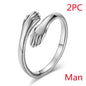 Alloy Simple Hands Hug Ring Opening Adjustable Jewelry - www.Shopthatapp.com