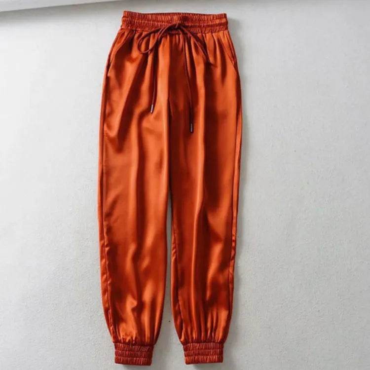 Women's Trousers With Slippery Surface Jogging Trousers - www.Shopthatapp.com