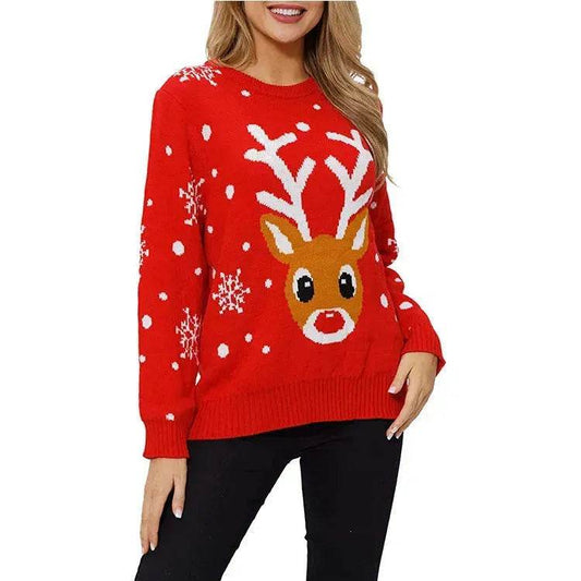 Christmas Reindeer Jacquard Knitted Sweater - www.Shopthatapp.com