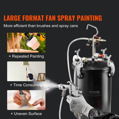Spray Paint Pressure Pot Tank 15L 3.75gal Spray Gun Hoses Pressure Gauge - www.Shopthatapp.com