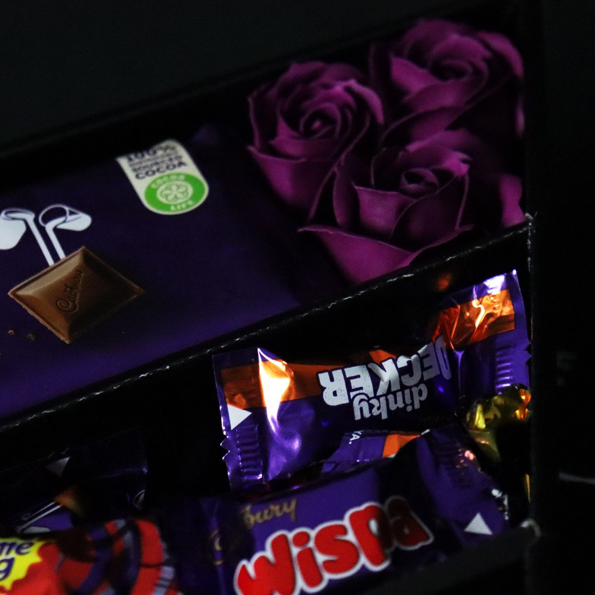 Cadbury Heroes Signature Chocolate Bouquet With Purple Roses-Food and beverage-www.Shopthatapp.com-HamperWell