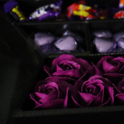Cadbury Heroes Signature Chocolate Bouquet With Purple Roses-Food and beverage-www.Shopthatapp.com-HamperWell
