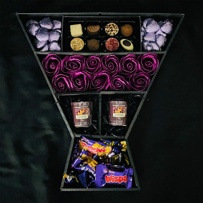 Cadbury Heroes & Yankee Candle Signature Chocolate Bouquet With Purple Roses - www.Shopthatapp.com