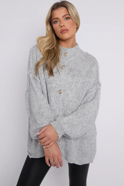 Pull à manches bouffantes et boutons Calista