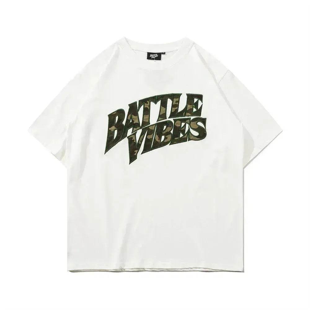 Camouflage Paste Cloth Embroidery Lettered Casual T-shirt - www.Shopthatapp.com