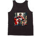 Men's black tank top featuring a Canada superhero shirt design with a heroic character and Canadian flag