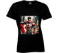 Black Canada superhero shirt featuring a hero holding a Canadian flag in a city setting