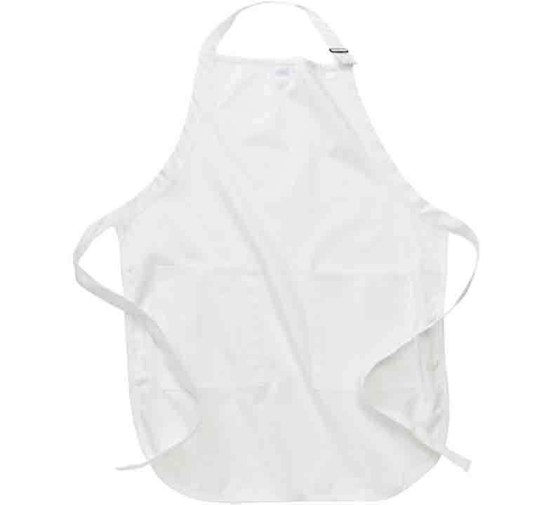 Plain white apron ideal for cooking or crafting, suitable for anyone who loves a Canada superhero shirt