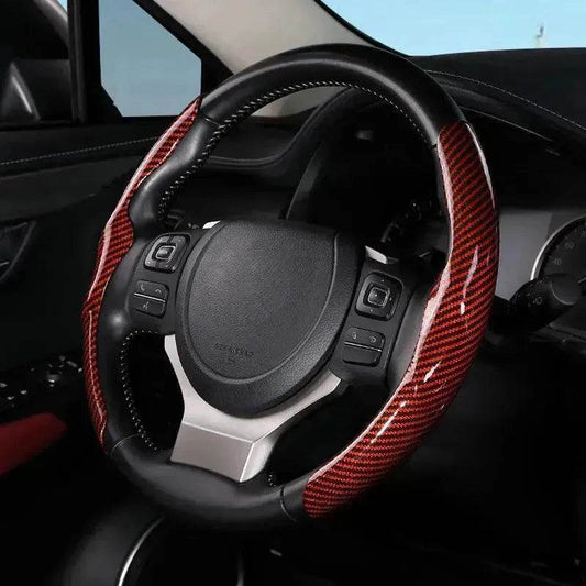 Car Carbon Fiber Pattern Glossy Car Steering Wheel Cover - www.Shopthatapp.com