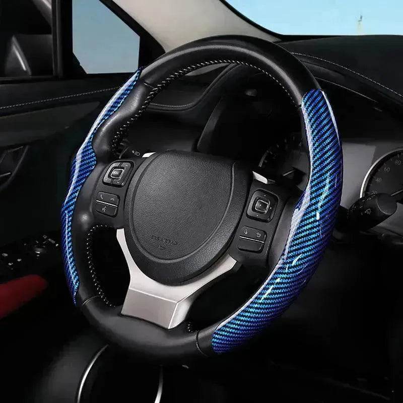Car Carbon Fiber Pattern Glossy Car Steering Wheel Cover - www.Shopthatapp.com