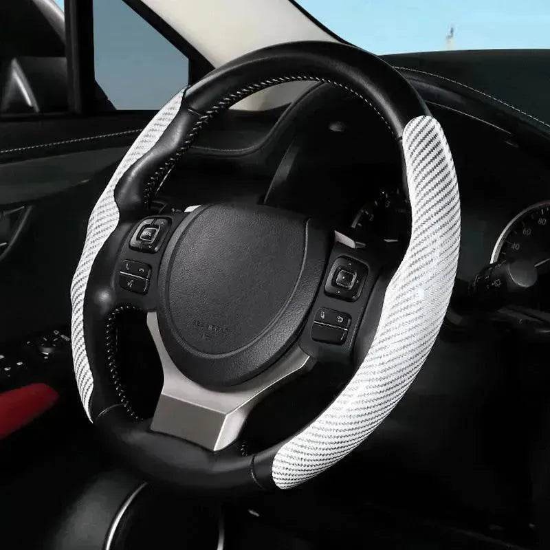 Car Carbon Fiber Pattern Glossy Car Steering Wheel Cover - www.Shopthatapp.com
