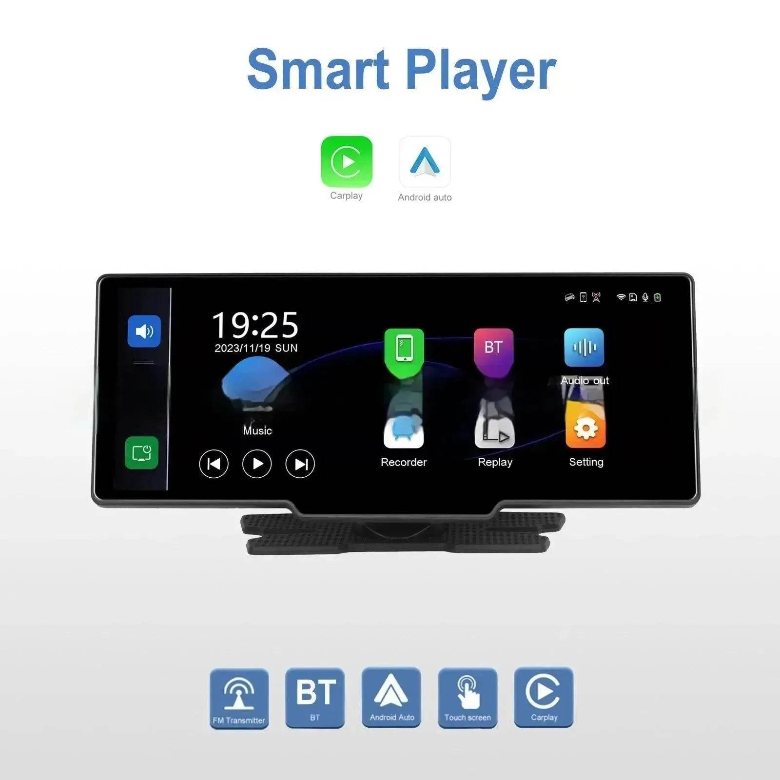 Car Smart Player HD PND 10 26-inch DVR With Rear View Three-way Camera Car play Android Auto reversing  Wide angle 1920x1080 HD Car Camera - www.Shopthatapp.com