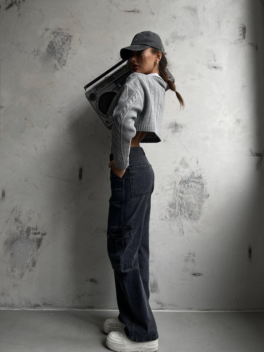 Cargo Pocket Low Waist Jean