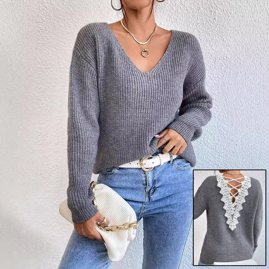 Carly Lace Back Wool Jumper - www.Shopthatapp.com