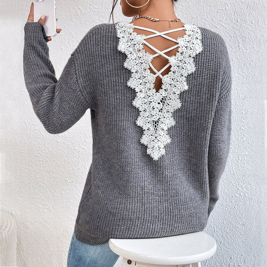 Carly Lace Back Wool Jumper