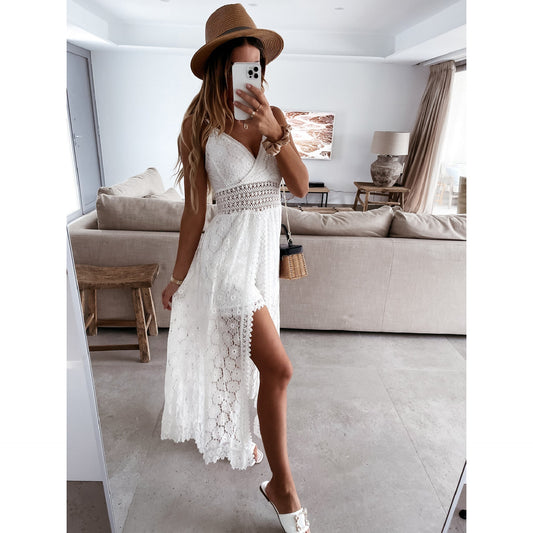 Caroline Crochet Jumpsuit Dress with Shorts - www.Shopthatapp.com