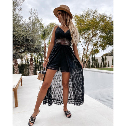 Caroline Crochet Jumpsuit Dress with Shorts - www.Shopthatapp.com