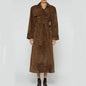 Casey Double Breasted Lapel Shift Suede Coat With Belt - www.Shopthatapp.com