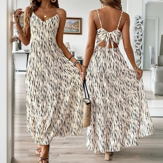 Robe caraco Cassey avec jupe longue à rayures