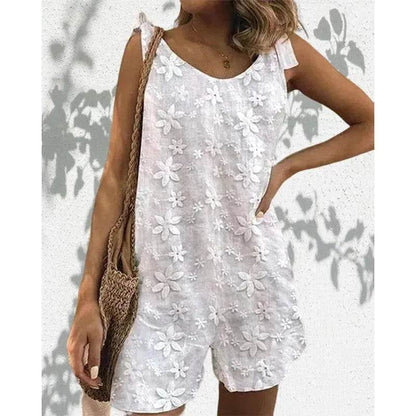 Casual And Sweet Lace Bow Shoulder Strap Jumpsuit - www.Shopthatapp.com