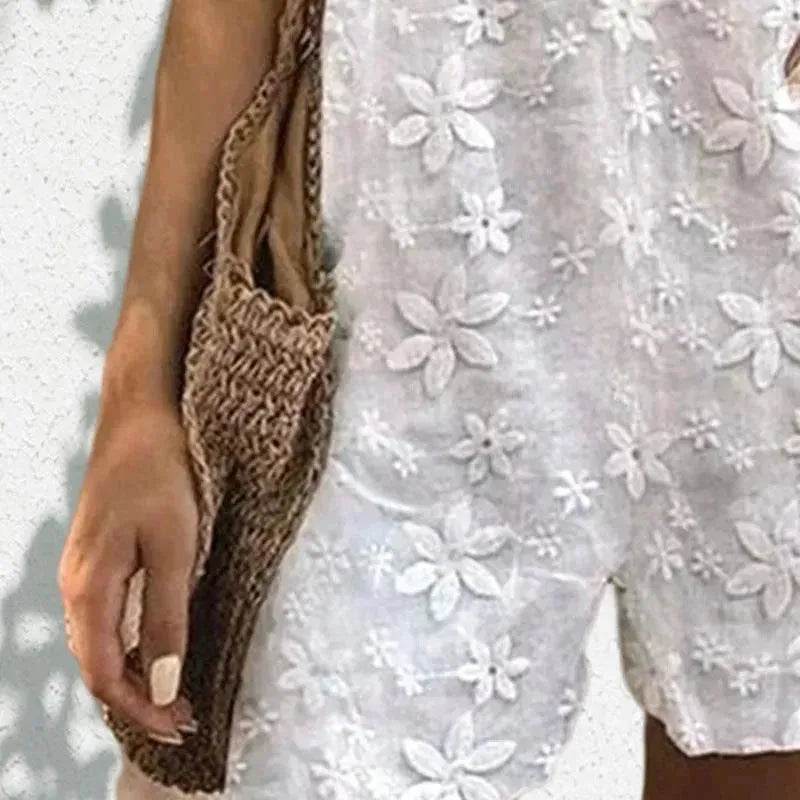 Casual And Sweet Lace Bow Shoulder Strap Jumpsuit - www.Shopthatapp.com
