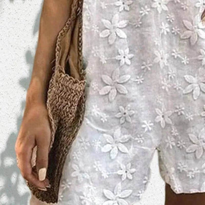 Casual And Sweet Lace Bow Shoulder Strap Jumpsuit - www.Shopthatapp.com
