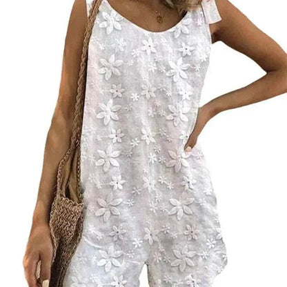 Casual And Sweet Lace Bow Shoulder Strap Jumpsuit - www.Shopthatapp.com