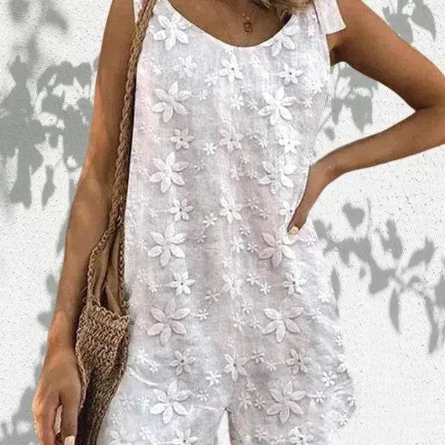 Casual And Sweet Lace Bow Shoulder Strap Jumpsuit - www.Shopthatapp.com