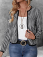 Casual Cardigan Long Sleeve Houndstooth Short Women's Coat - www.Shopthatapp.com