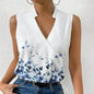 Casual Printed Tops Summer V-neck Sleeveless blouse  evening top women - www.Shopthatapp.com