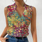 Casual Printed Tops Summer V-neck Sleeveless blouse  evening top women - www.Shopthatapp.com