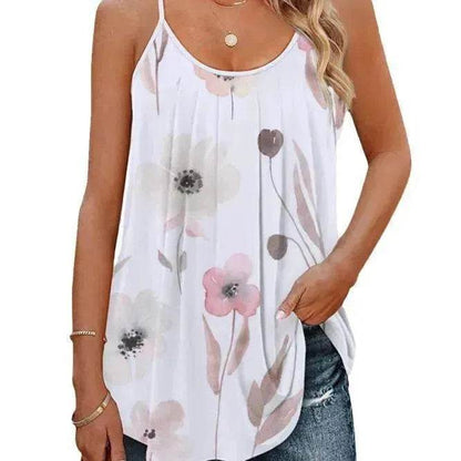 Casual Round Neck sleeveless loose summer Beach top women - www.Shopthatapp.com