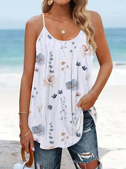 Casual Round Neck sleeveless loose summer Beach top women - www.Shopthatapp.com