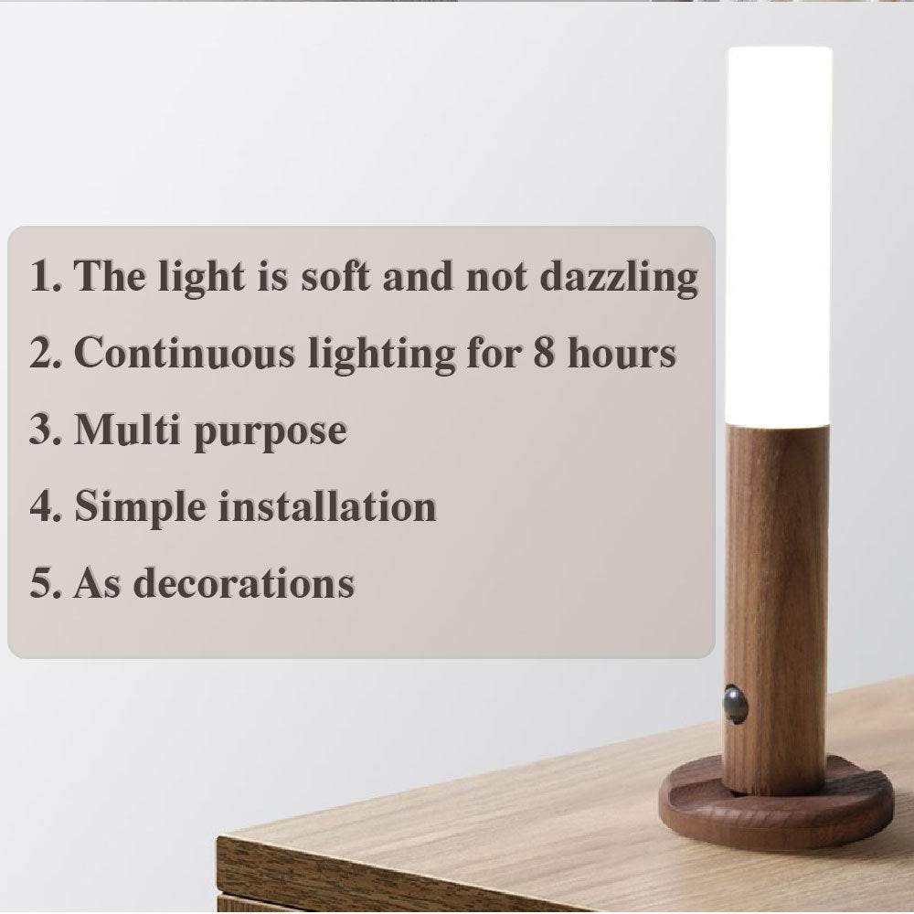 Auto LED USB Magnetic Wood Wireless Night Light Corridors Porch Lights PIR Motion Sensor Wall Light Cabinet Lamp - www.Shopthatapp.com