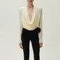 Top Fashion Swing pleated draping cowl neck blouse top - www.Shopthatapp.com