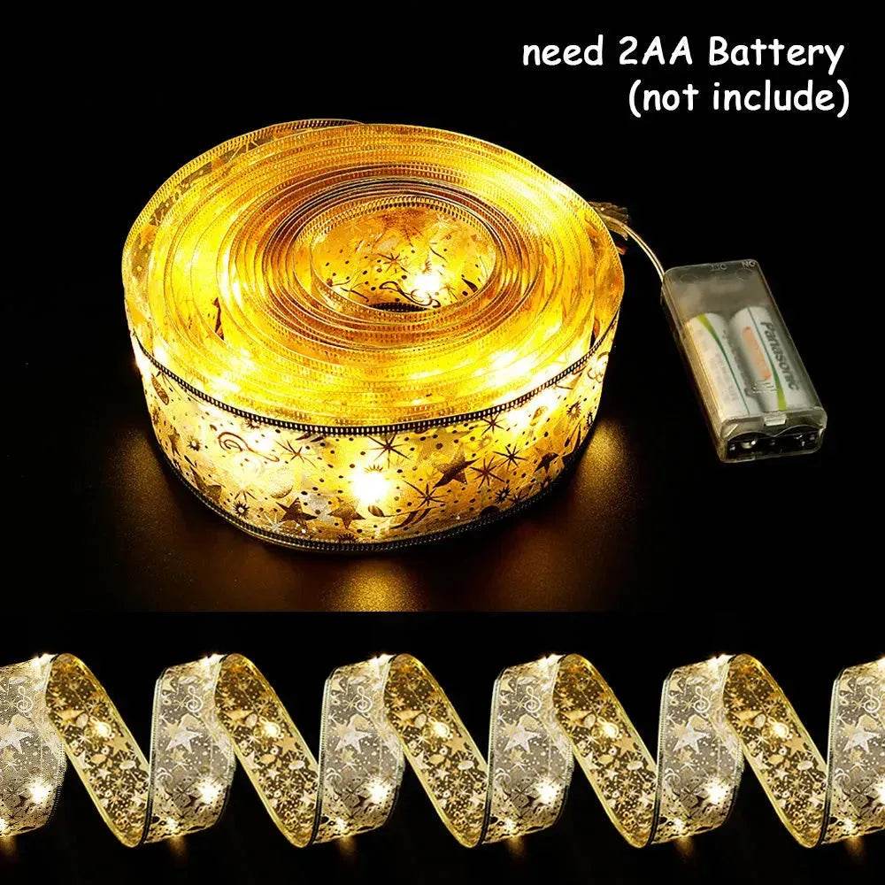 Fairy Lights String Christmas Ribbon Bow Tie - www.Shopthatapp.com