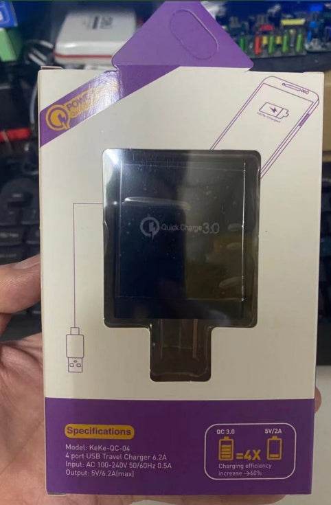 Smart 4 ports USB fast Charger US European British Standard - www.Shopthatapp.com