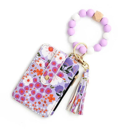 Women's Flora Print Tassel Leather Card Holder Wallet - www.Shopthatapp.com