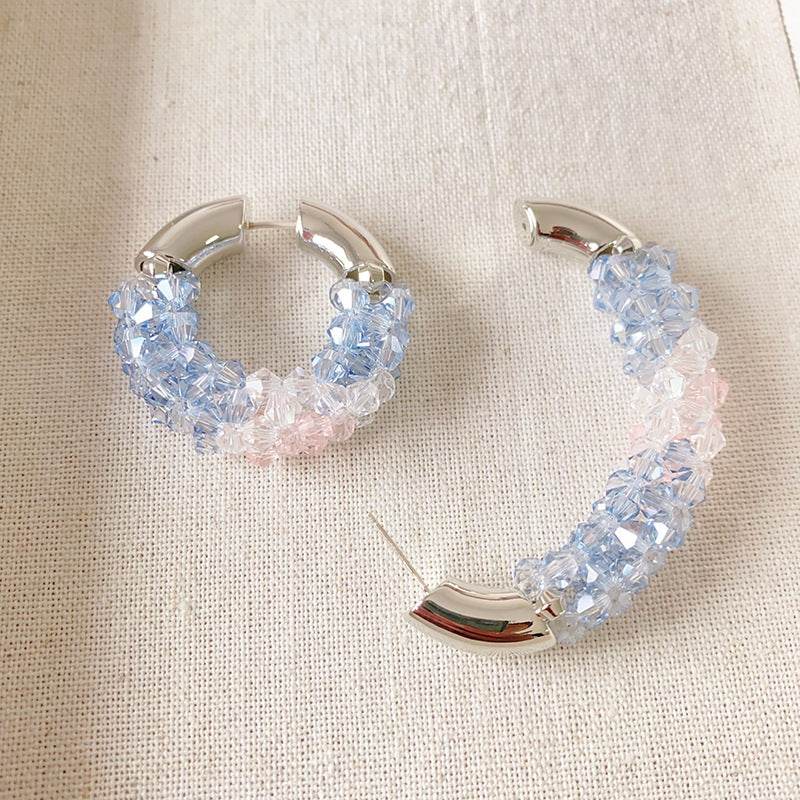 Colored Beaded Earrings Copper White Gold Plated - www.Shopthatapp.com