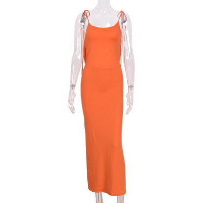 Cryptographic Elegant Spaghetti Strap Sexy Backless Draped Maxi Dress for Women Sleeveless Night Club Party Long Dresses Summer - www.Shopthatapp.com