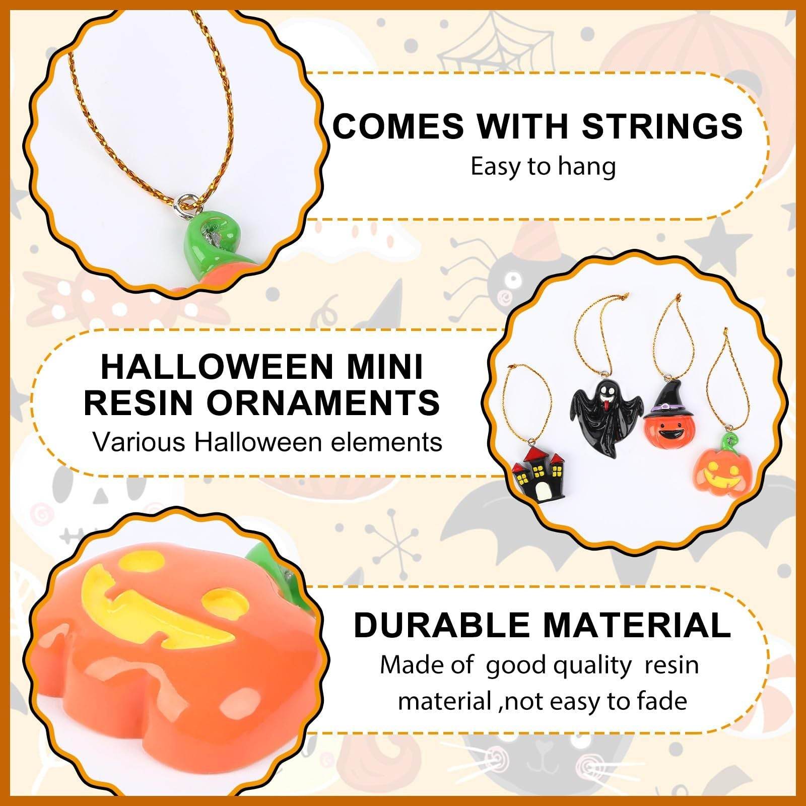 36PCS Mini Resin Halloween Ornaments - Tiny Hanging Decorations For Tree, Miniatures Figurines Charms With String, Resin Pendants For Party Decor, Small-Cannot Be Listed On Amazon Platform - www.Shopthatapp.com