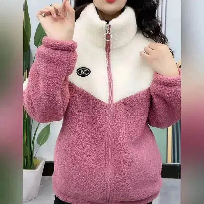 Fashionable  Women's Woolen Jacket Zip up Thickened Winter coat - www.Shopthatapp.com