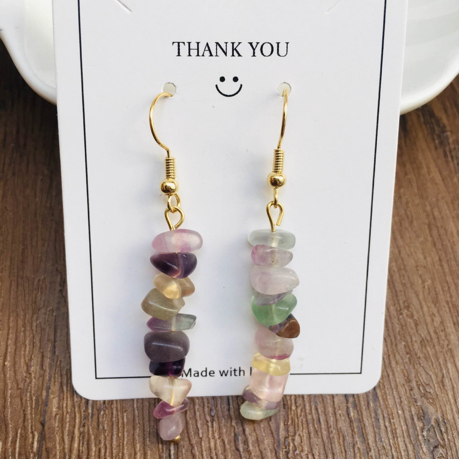 Handmade DIY Natural Crystal Stone Beaded Earrings - www.Shopthatapp.com
