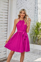 Halter Strapless Dresses For Women Solid Pleated Skirt Summer Beach Sundress - www.Shopthatapp.com