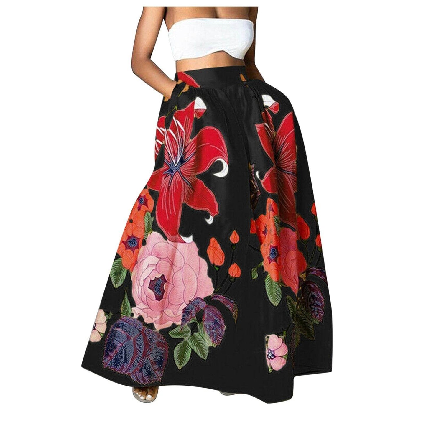 High Waist Maxi Prairie Floral Long Summer Skirt - www.Shopthatapp.com