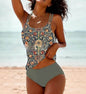 Bikini Beach Print Suspender Swimsuit Suit - www.Shopthatapp.com
