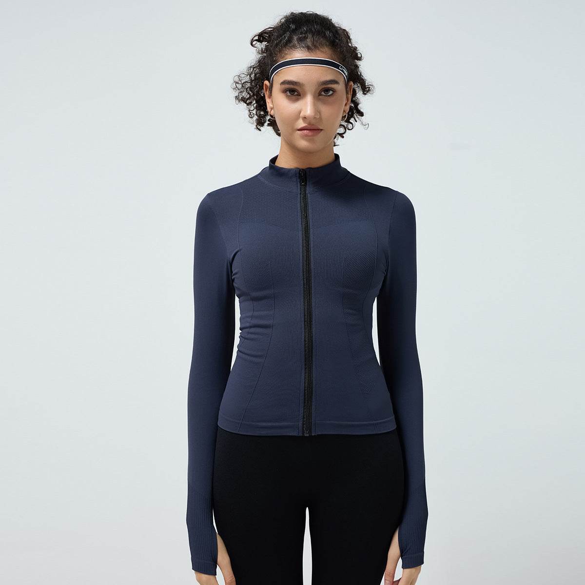 Long Sleeve Workout top for women Slim fit Athletics Sport Zip up Gym top - www.Shopthatapp.com