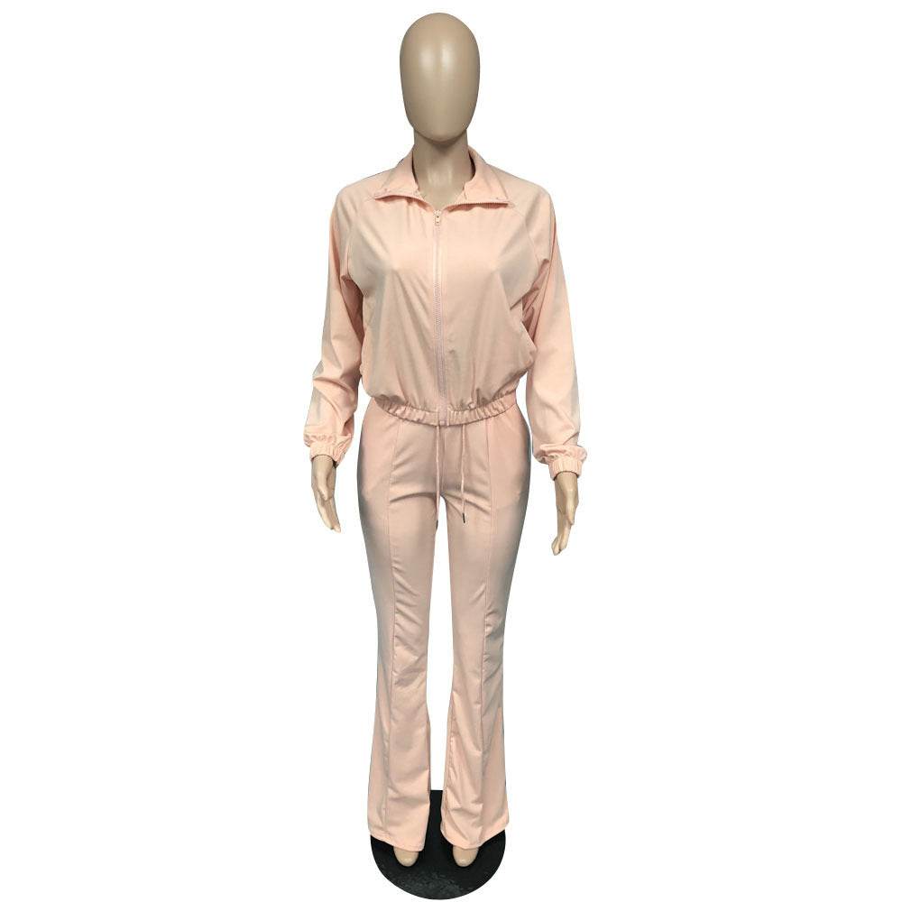 Women 2pcs Long sleeve Wide leg Pant set - www.Shopthatapp.com