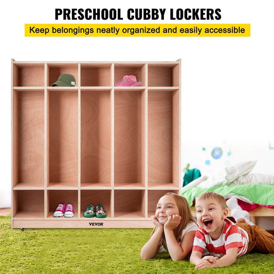 Preschool Cubby Lockers 5-Section Plywood Birch Coat Locker 15MM Thickness Kids Locker For Home 48.4 Inch High Durable Classroom Lockers For Toddlers And Kids Commercial Or Personal Use - www.Shopthatapp.com